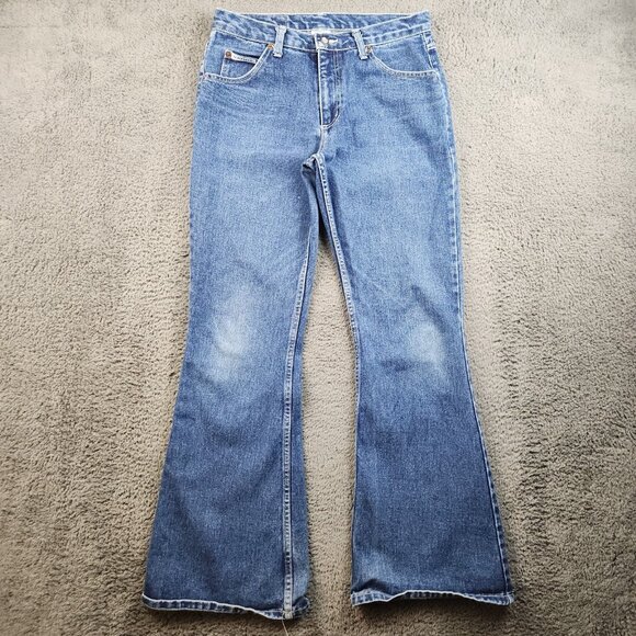 Bullhead Denim - VTG Y2k Bullhead Jeans Womens 30x30 JR's 11" Flares Mid Rise USA Made Blue Denim